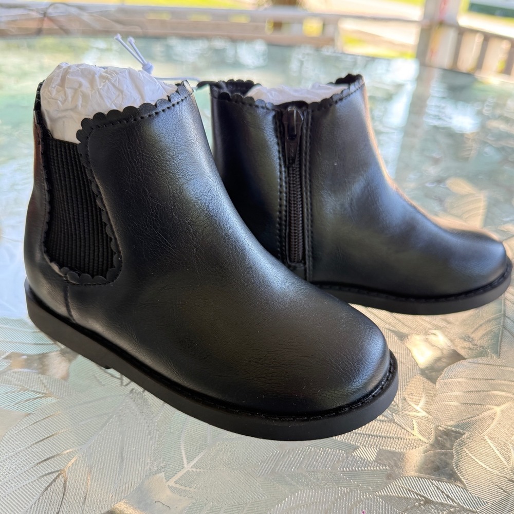 Old Navy Girls Scalloped Chelsea Boots Black Size 11‎ NEW 804389-00-1